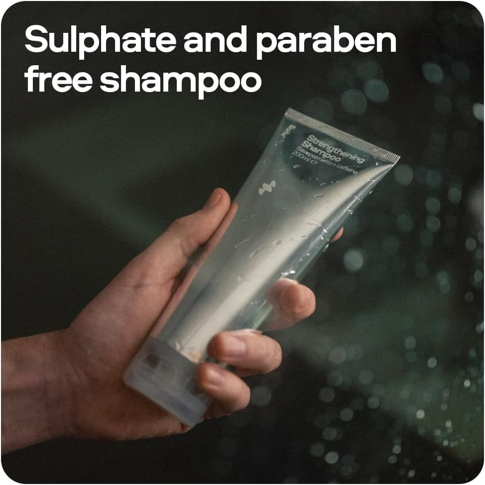 Sons Hair Strengthening Treatment Plan. Hair Growth Shampoo & Conditioner Plus Hair Styling Clay. DHT-blocker, Hair Thickening and Anti-Dandruff With Caffeine. 1 Month Supply. Made in Europe