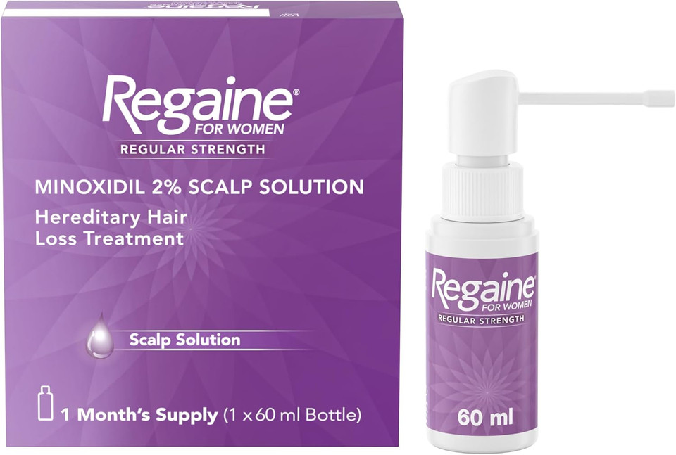Regaine for Women 2% Minoxidil Regular Strength Scalp Solution for Hair Regrowth (1x 60 ml), Scientifically Proven to Help Stop and Reverse Hereditary Female Hair Loss, Revitalise Hair Follicles