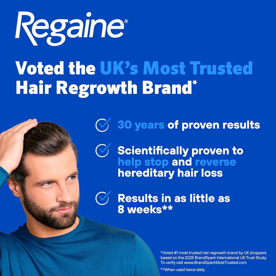 Regaine for Men 5% Minoxidil Extra Strength Scalp Solution for Hair Regrowth (3x 60ml), Scientifically Proven to Help Stop and Reverse Hereditary Hair Loss, Revitalise Hair Follicles
