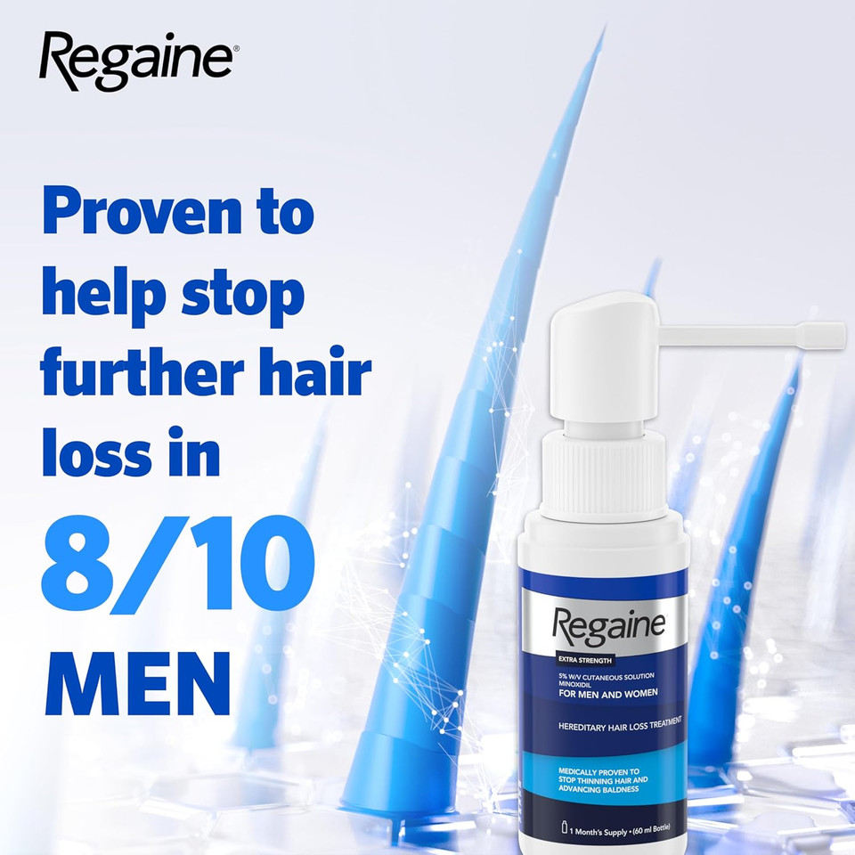 Regaine for Men 5% Minoxidil Extra Strength Scalp Solution for Hair Regrowth (3x 60ml), Scientifically Proven to Help Stop and Reverse Hereditary Hair Loss, Revitalise Hair Follicles