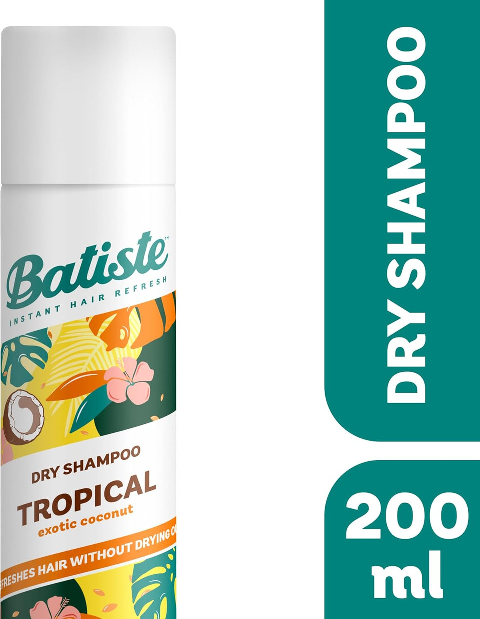 Batiste Dry Shampoo in Tropical 200ml, Coconut & Floral Fragrance, No Rinse Spray to Refresh Hair in Between Washes Batiste Dry Shampoo in Tropical 200ml, Coconut & Floral Fragrance, No Rinse Spray to Refresh Hair in Between Washes