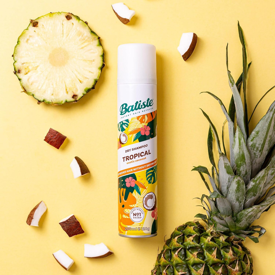 Batiste Dry Shampoo in Tropical 200ml, Coconut & Floral Fragrance, No Rinse Spray to Refresh Hair in Between Washes Batiste Dry Shampoo in Tropical 200ml, Coconut & Floral Fragrance, No Rinse Spray to Refresh Hair in Between Washes