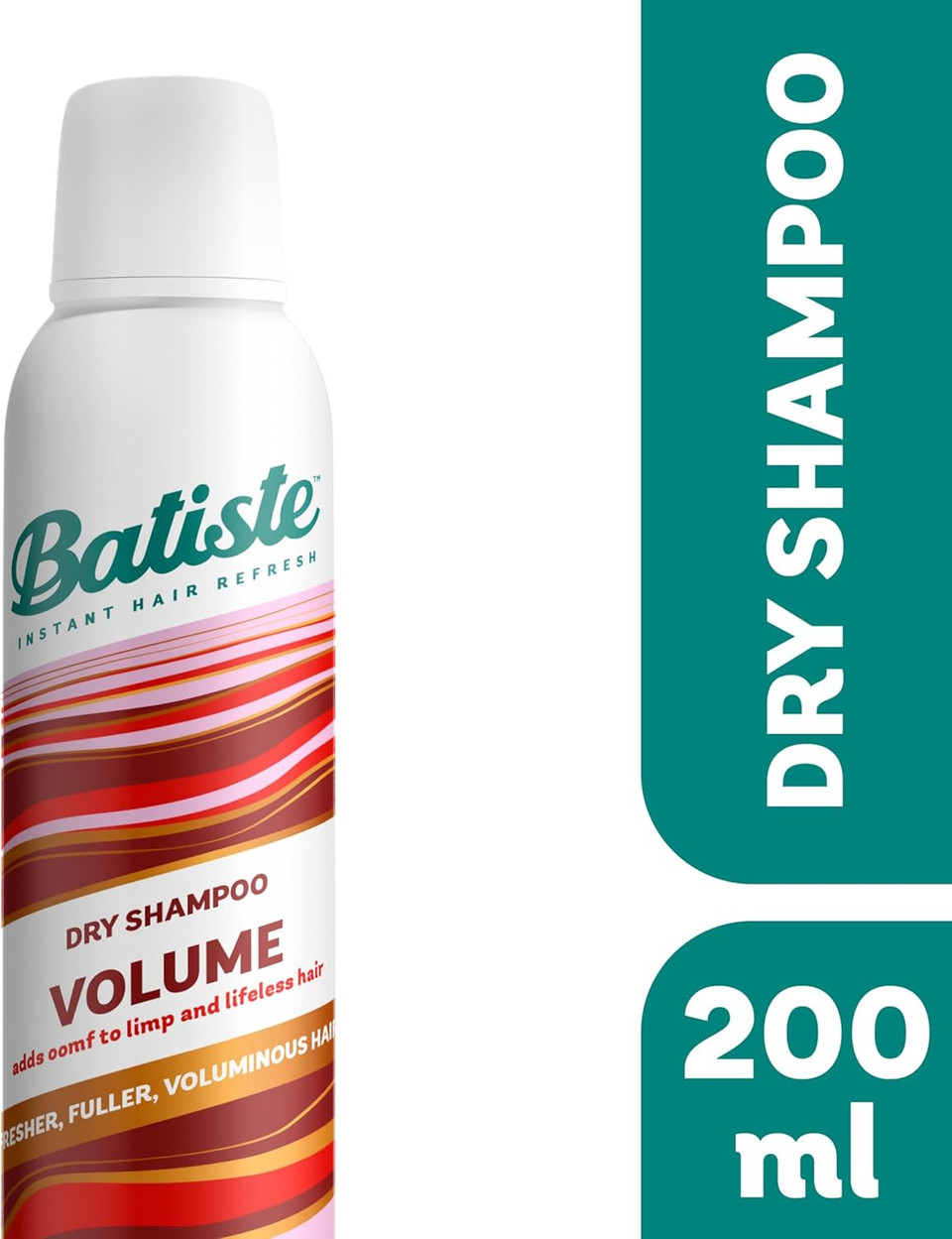 Batiste Dry Shampoo and Volume 200ml, Hair Benefits with Plumping Collagen, No Rinse Spray to Refresh Hair in Between Washes