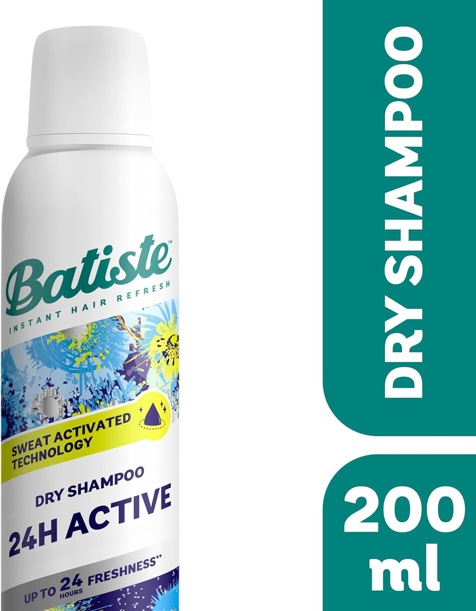 Batiste Dry Shampoo, 24H Active Waterless Shampoo, No Rinse Shampoo Hair Spray with Uplifting Fragrance, Sweat Activated Dry Shampoo Spray, Vegan Friendly & Invisible, by Batiste Hair Care  200ml