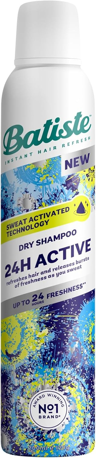 Batiste Dry Shampoo, 24H Active Waterless Shampoo, No Rinse Shampoo Hair Spray with Uplifting Fragrance, Sweat Activated Dry Shampoo Spray, Vegan Friendly & Invisible, by Batiste Hair Care  200ml