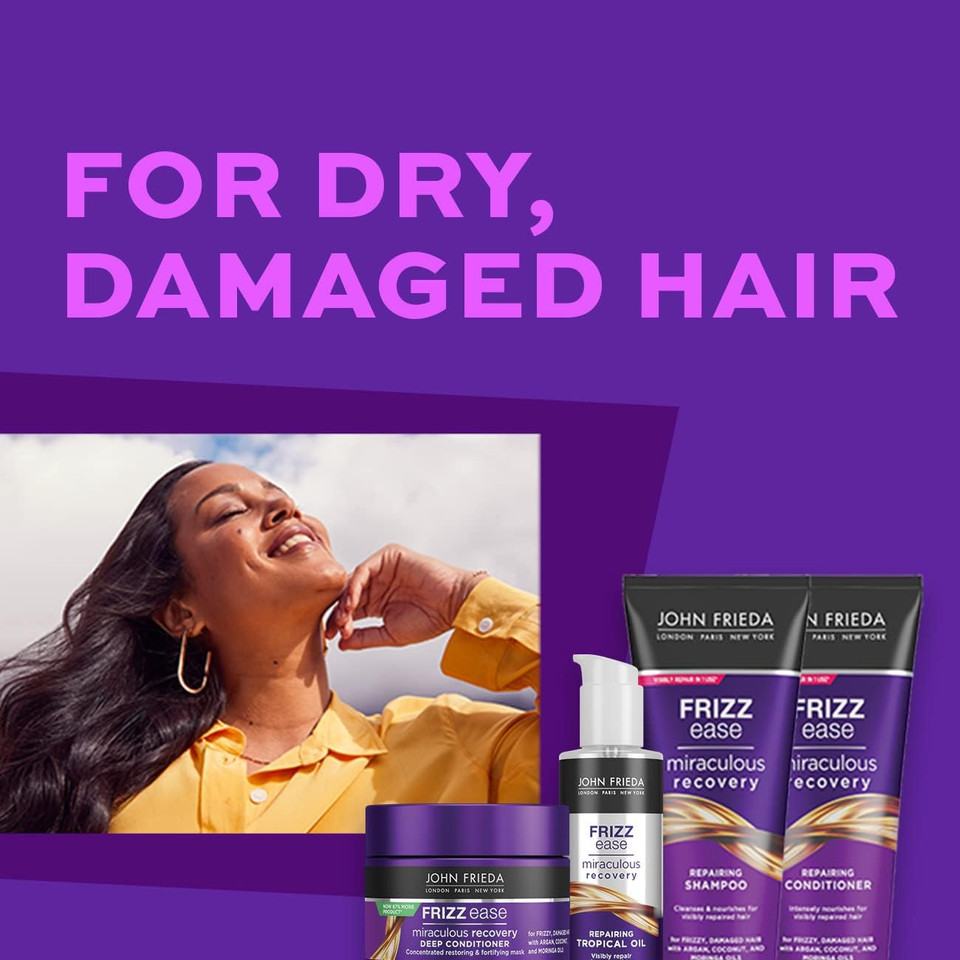 John Frieda Miraculous Recovery Conditioner 75ml, Travel Conditioner for Dry, Damaged Hair, Mini Conditioner for Dry Hair (Pack of 2)