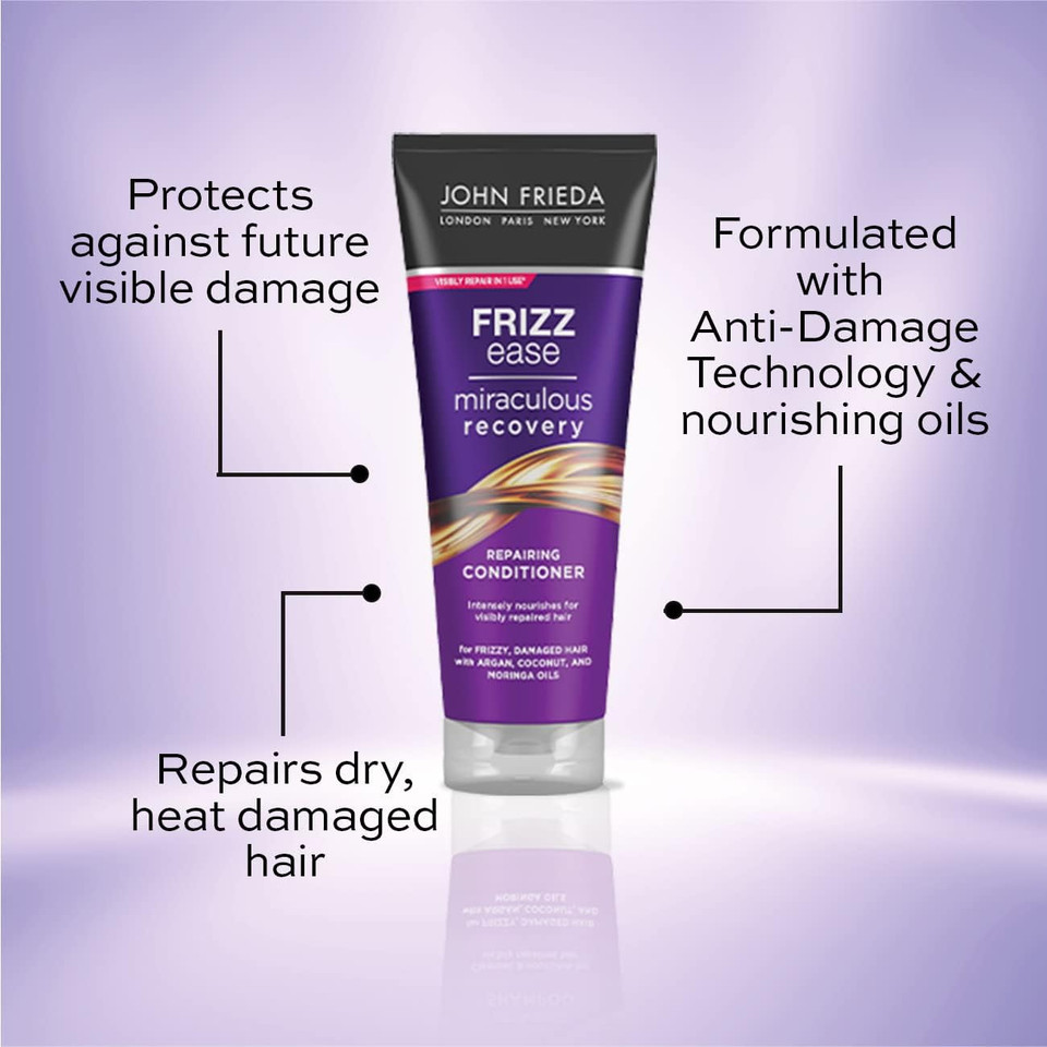John Frieda Miraculous Recovery Conditioner 75ml, Travel Conditioner for Dry, Damaged Hair, Mini Conditioner for Dry Hair (Pack of 2)