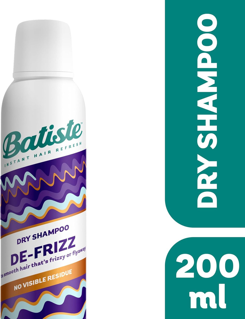 Batiste Dry Shampoo De-Frizzing 200ml, Hair Benefits Smooths Frizzy Flyaway Hair, No Rinse Spray to Refresh Hair in Between Washes