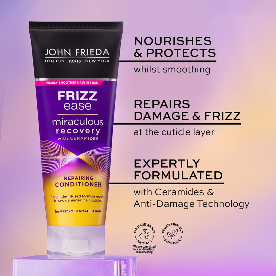 John Frieda Frizz Ease Miraculous Recovery Repairing Conditioner 250ml, Smoothing Conditioner for Frizzy Hair
