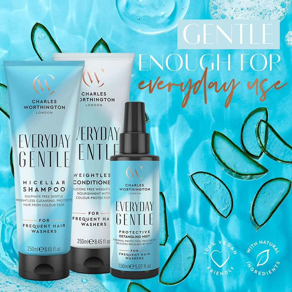 Charles Worthington Everyday Gentle Micellar Shampoo, Nourish and Protect, Salon Shampoo for Everyday Use, 250 ml