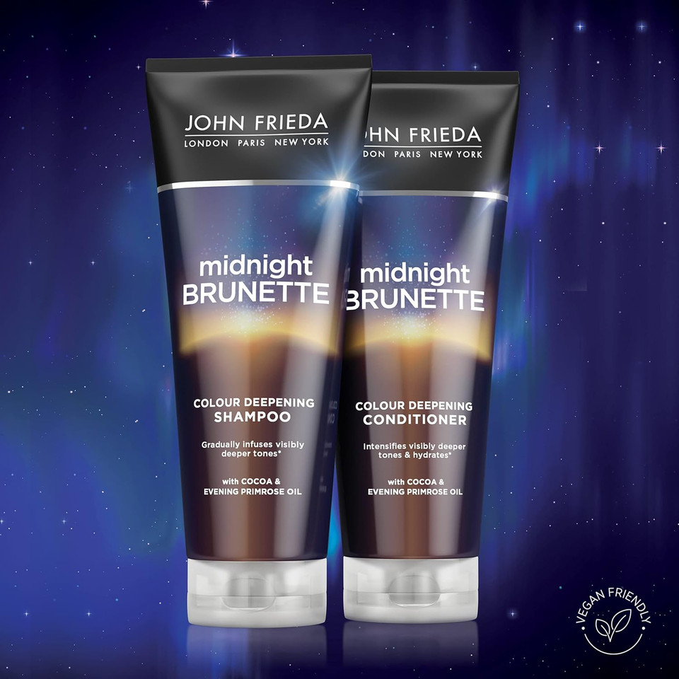 John Frieda Midnight Brunette Colour Deepening Shampoo 250 Ml, Colour-Depositing Shampoo Brown Hair
