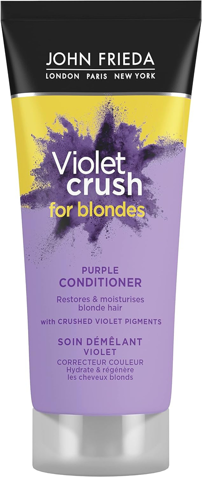 John Frieda Violet Crush for Blondes Toning Conditioner for Blonde Hair, Purple Conditioner for Blondes 75 ml (Pack of 2) John Frieda Violet Crush for Blondes Toning Conditioner for Blonde Hair, Purple Conditioner for Blondes 75 ml (Pack of 2)