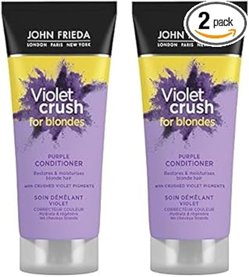John Frieda Violet Crush for Blondes Toning Conditioner for Blonde Hair, Purple Conditioner for Blondes 75 ml (Pack of 2) John Frieda Violet Crush for Blondes Toning Conditioner for Blonde Hair, Purple Conditioner for Blondes 75 ml (Pack of 2)