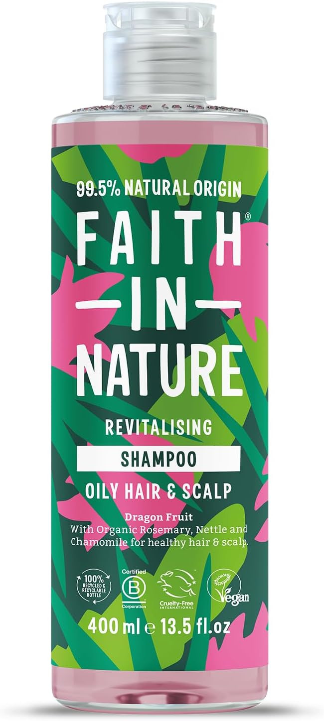 Faith In Nature Natural Dragon Fruit Shampoo, Revitalising for Oily Hair & Scalp, Vegan & Cruelty Free, No SLS, Silicones or Parabens, 400ml