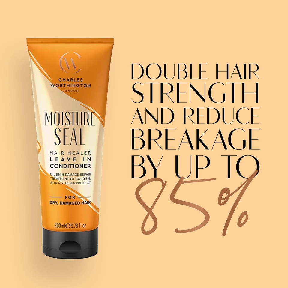 Charles Worthington Moisture Seal Hair Healer Leave-In Conditioner, Dry and Frizzy Hair, No Rinsing Treatment for Smoother Hair, 200 ml