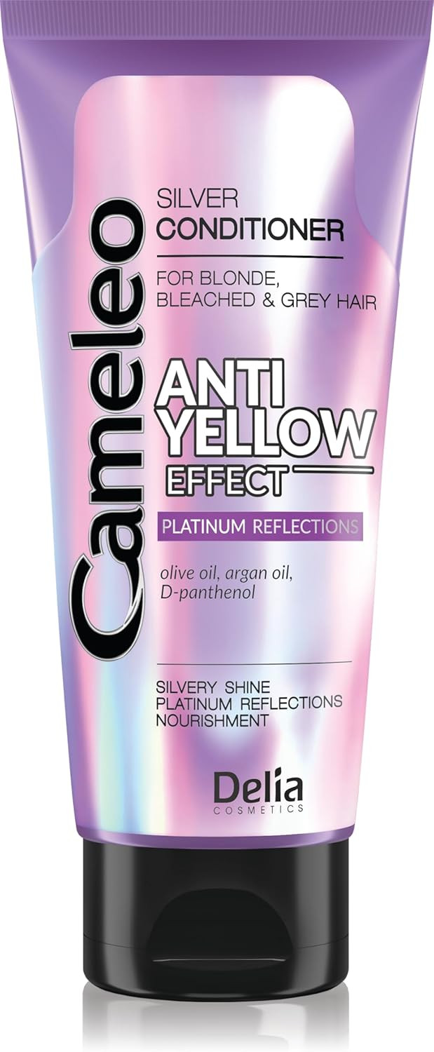 Cameleo - Silver Conditioner - No Yellow Colour - for Blonde, Grey, White Hair - UV Protect  Daily Use - Purple Instensive Conditioner for Highlighted & Bleached Hair - No Parabens - 200ml