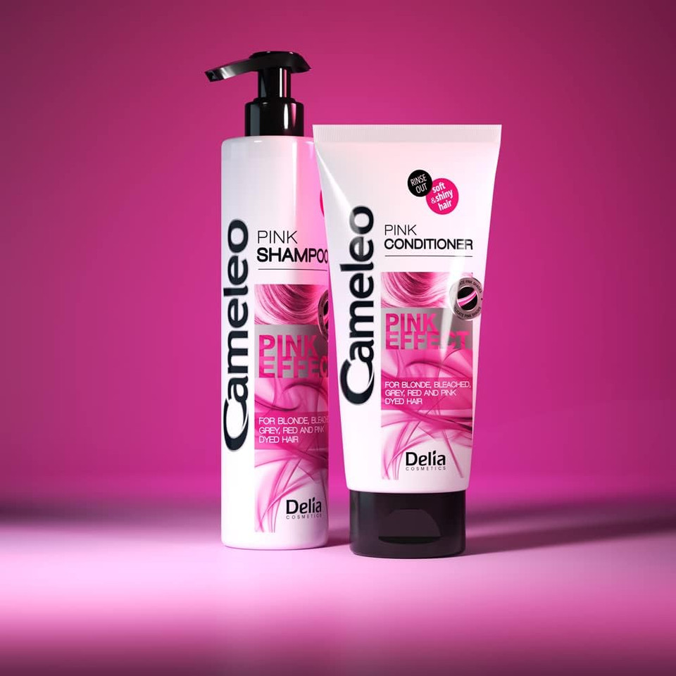Cameleo - Pink Effect Conditioner with Grapefruit Extract for Blonde, Bleached, Red & Pink Dyed Hair - Soft & Shine Hair with Rose Highlights - No Parabens, Salt - 200 ml, Pack of 1
