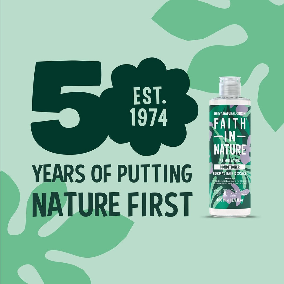 Faith In Nature Natural Rosemary Conditioner, Stimulating for Normal Hair & Scalp, Vegan & Cruelty Free, No SLS, Silicones or Parabens, 400ml