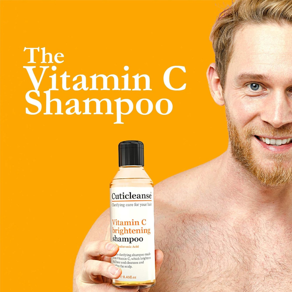 Cuticleanse Vitamin C Shampoo - Long Lasting Hydration Shampoo - with Hyaluronic Acid for Damaged, Curly, Dyed & Oily Hair, 250ml