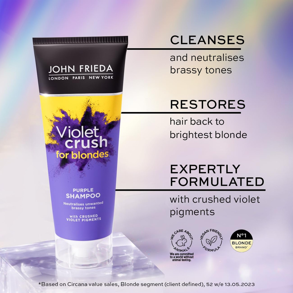 John Frieda Violet Crush Intensive Purple Shampoo For Blonde Hair, 250ml