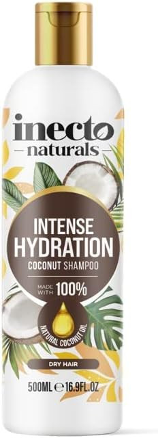INECTO Natural Coconut Shampoo 500ml, Super-Creamy Infused with Pure Organic Coconut Oil, Silky Smooth Relief, Hydrated Hair