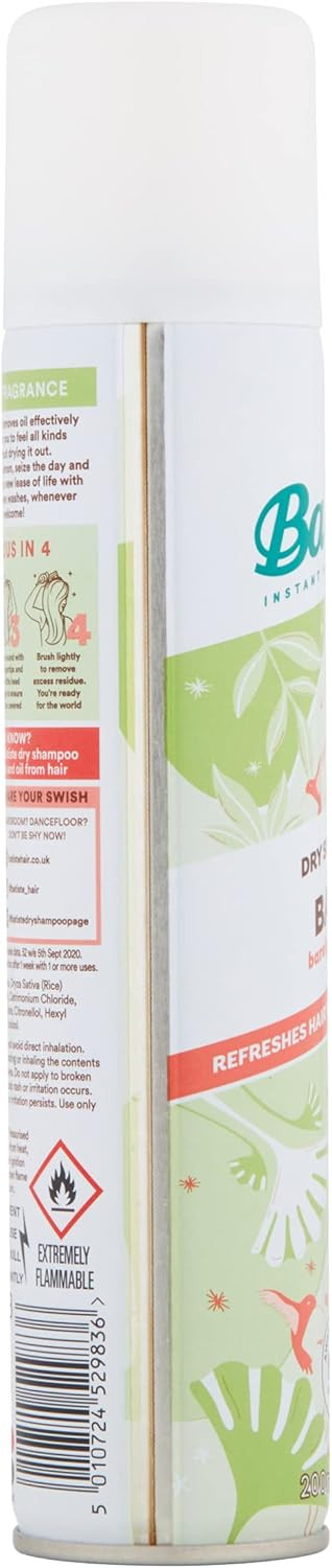 Batiste Dry Shampoo in Bare 200ml, Barely Scented Light Fragrance, No Rinse Spray to Refresh Hair in Between Washes