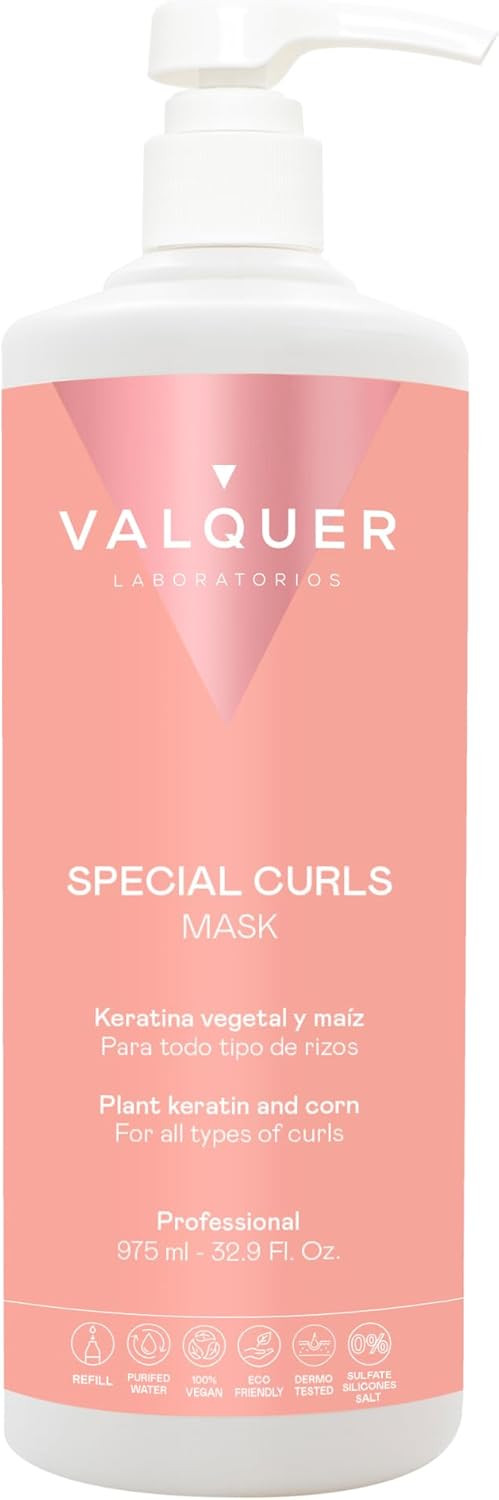 Valquer Professional Special Curl Mask for Curly Hair, Sulfate Free, Salt Free, Vegan Shampoo - Curly Girl Method, Up to 96% Natural Origin (290ml)