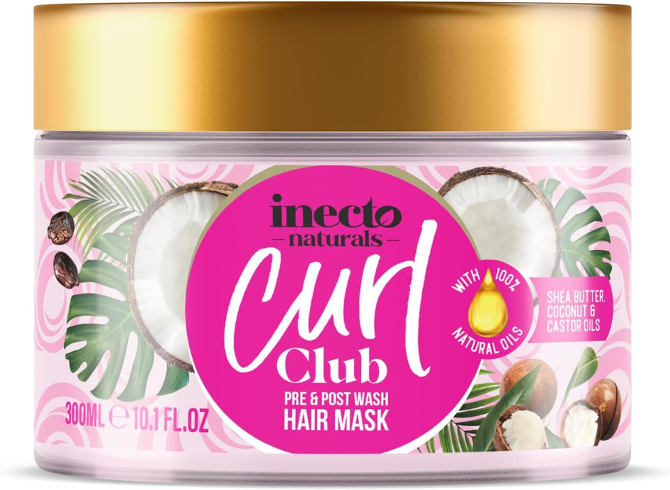 INECTO Curl Club, Curl Intense Hydrating Mask 300ml, for all curly hair types, Vegan & Cruelty Free, Curl Control Mask for Curly or Wavy Hair, 100% Natural