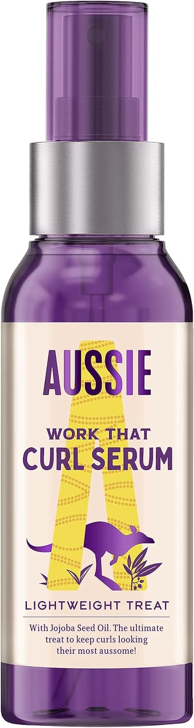 Aussie Work That Curl Lightweight Oil 100ml. Multi-Tasking Hair Serum to Boost Shine, Moisturise and Nourish Curly Hair. Infused with Jojoba Seed Oil. Vegan and Cruelty-Free
