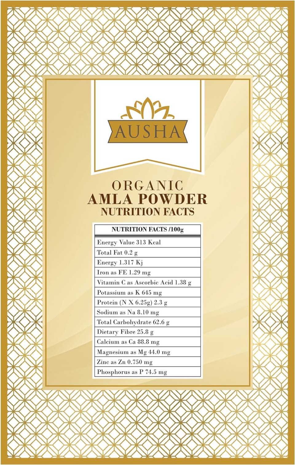 Ausha Organic AMLA Powder 250g - Indian Gooseberry - UK Certified Organic by Soil Association -Hair Growth, Conditioner, Skin, Add to Smoothies, Juices - High in Vitamin C