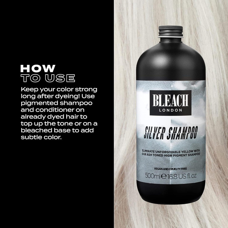 Bleach London Silver Shampoo - Vegan & PETA-Approved Purple Toning Formula, Neualises Yellow Tones - Paraben & Silicone Free - (250 ml)
