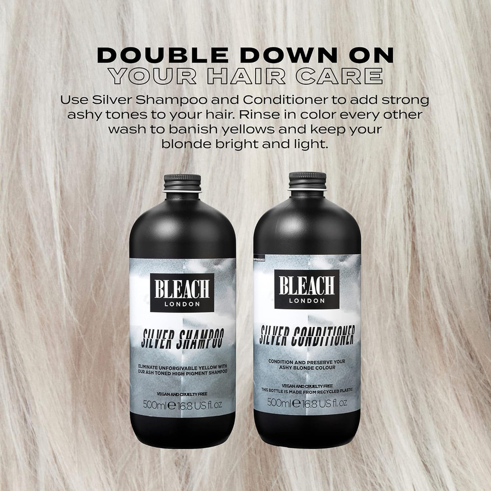 Bleach London Silver Shampoo - Vegan & PETA-Approved Purple Toning Formula, Neualises Yellow Tones - Paraben & Silicone Free - (250 ml)