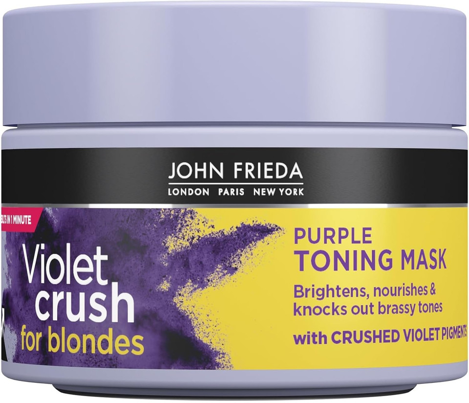 John Frieda Violet Crush Purple Toning Hair Mask for Blonde Hair 250 ml, Purple Toning Hair Mask for Brassy Blonde Hair