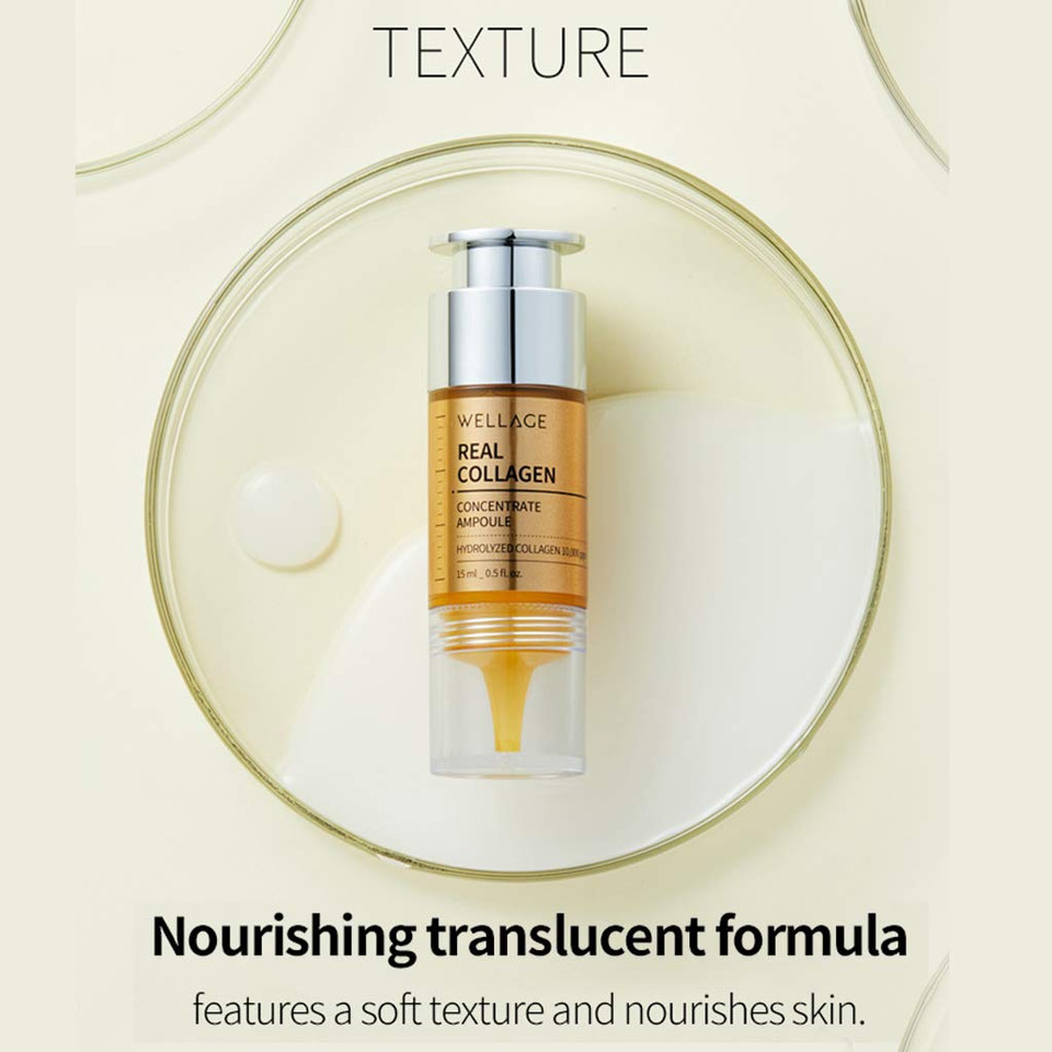 Wellage Real Collagen Concentrate Serum 15Ml (0.5 Oz.), Anti-Aging Serum With Collagen Water, Facial Serum With Beta Glucan And Sunflower Oil, Intensive Firming Serum, Strengthens Skin Barriercollagen