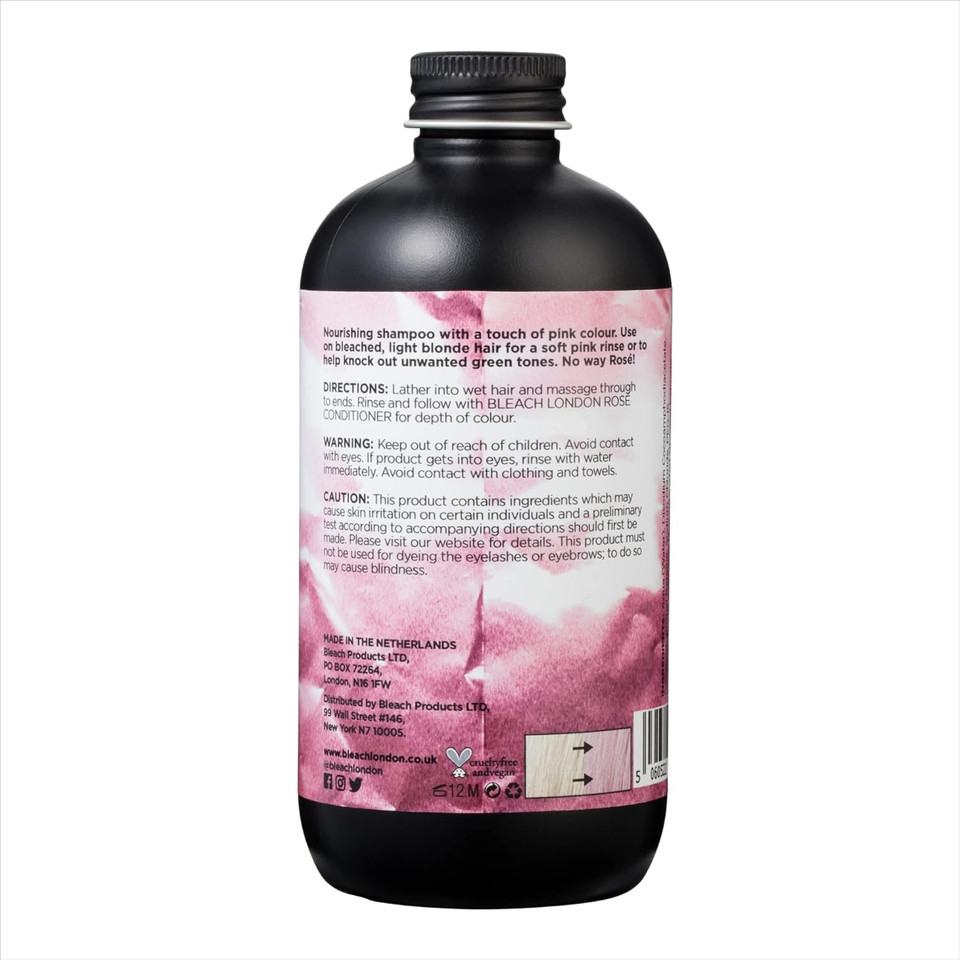 Bleach London Rose Shampoo - Vegan & PETA-Approved Soft Pink Toning Formula, for Bleached Hair, Colour Depositing, Eliminates Blue Dye - Paraben & Silicone Free - (250 ml) Bleach London Rose Shampoo - Vegan & PETA-Approved Soft Pink Toning Formula, for Bleached Hair, Colour Depositing, Eliminates Blue Dye - Paraben & Silicone Free - (250 ml)