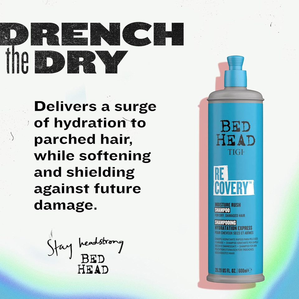 Bed Head by TIGI - Recovery Moisturising Shampoo - Ideal for Dry Damaged Hair - Hair Repair - 600ml