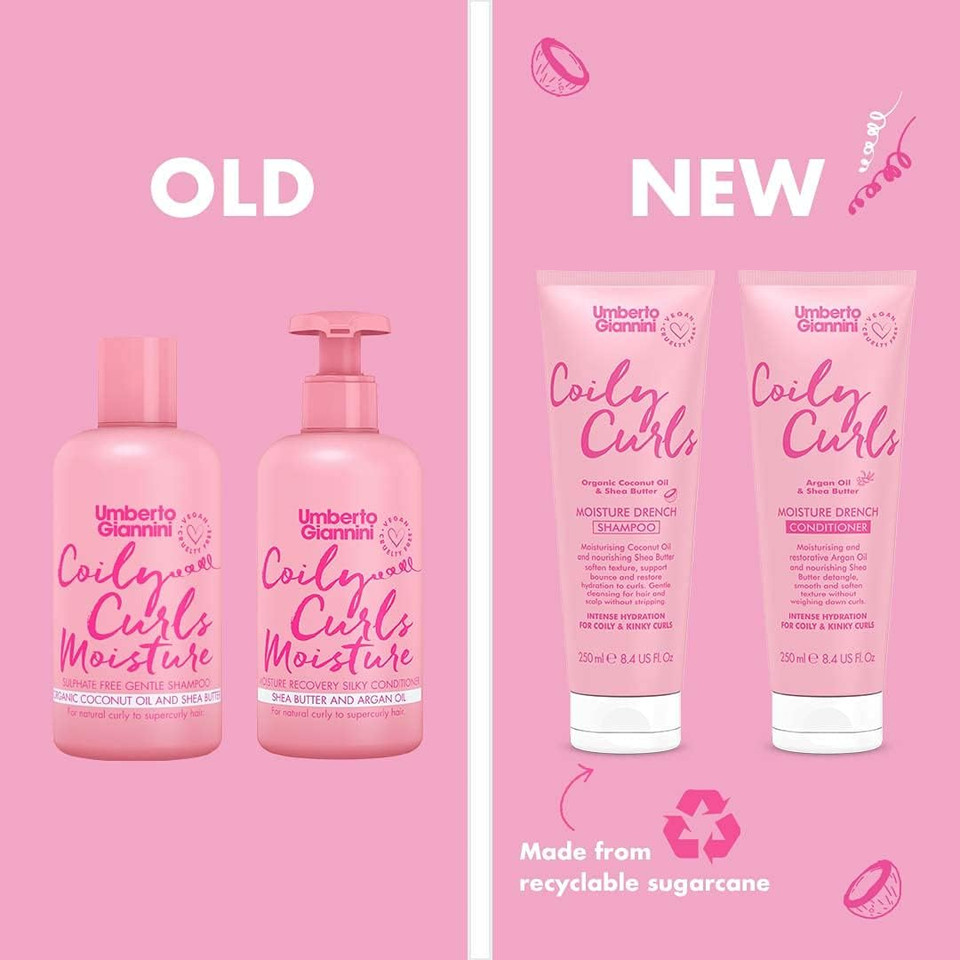Umberto Giannini Coily Curls Moisturizing Conditioner Sulphate Free - Vegan & Cruelty Free Conditioner for Curly Hair, 250 ml