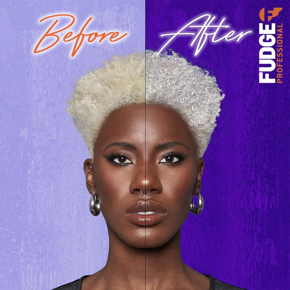 Fudge Professional Purple Toning Shampoo, Travel Size, Clean Blonde Damage Rewind Shampoo, For Blonde Hair, 50 ml