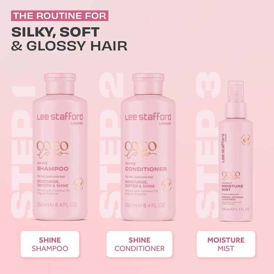 Lee Stafford Shine Conditioner | Coco Loco - Best Moisturizing Lightweight Cream for Dry, Dull Hair, Radiant High Gloss Sleek Silk Shiny Finish, Packed with Coconut Oil for Rich Moisture, 250 ml Lee Stafford Shine Conditioner | Coco Loco - Best Moisturizing Lightweight Cream for Dry, Dull Hair, Radiant High Gloss Sleek Silk Shiny Finish, Packed with Coconut Oil for Rich Moisture, 250 ml