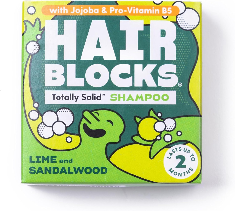 Hair Blocks - Solid Shampoo Bar (85g) for all hair types: Mint & Grapefruit Solid Shampoo Bar | Soap Free, Plastic Free | Plant Based | Natural | Conditioning