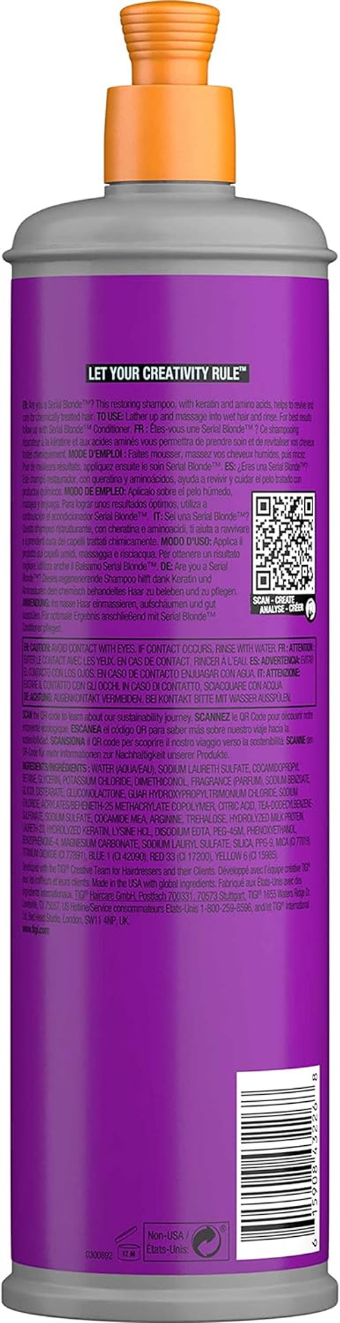 Bed Head by TIGI - Serial Blonde Shampoo - For Blonde Hair - 600ml Bed Head by TIGI - Serial Blonde Shampoo - For Blonde Hair - 600ml