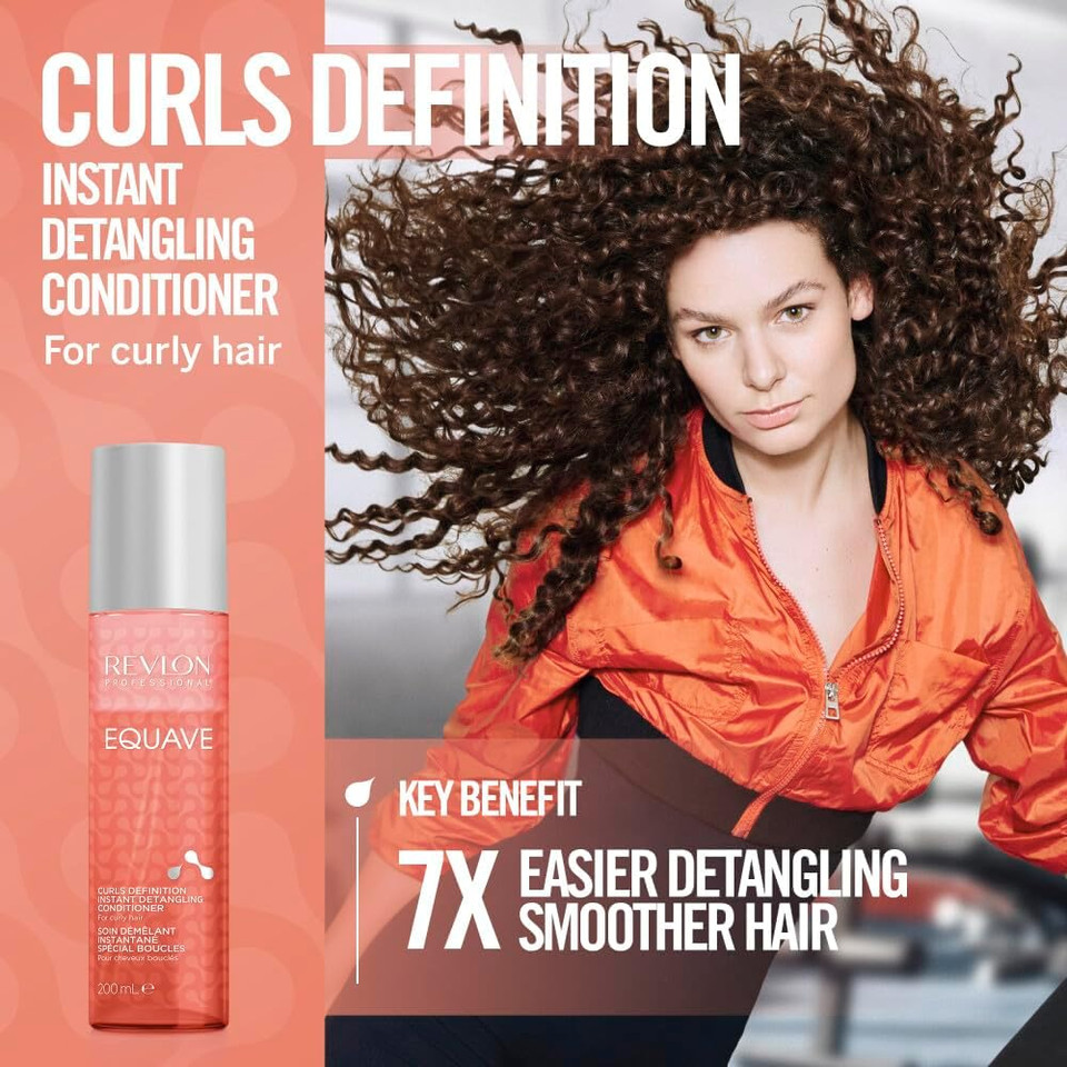 REVLON PROFESSIONAL EQUAVE CURLS DEFINITION BI-PHASE DETANGLING CONDITIONER FOR CURLY HAIR, Leave-In Conditioner, Curly Hair Detangler, Curly Girl Method, Curl-Defining Leave-In Conditioner, 200ml