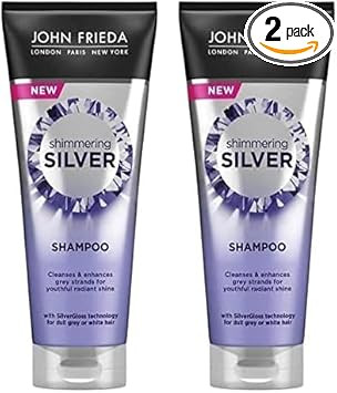 John Frieda Shimmering Shampoo for Dull Grey or White Hair, Silver, 250 ml (Pack of 2)