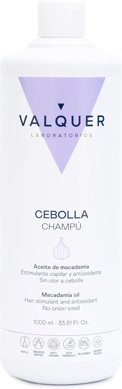 Valquer - Onion Shampoo. Effective in the treatment of oily hair, with stimulant, antioxidant and purifying activity. For all types of hair - 500 Milliliters