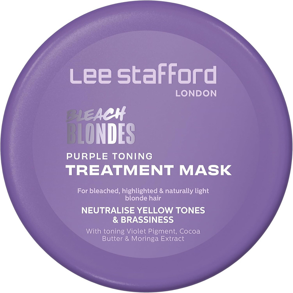 Lee Stafford Purple Toning Hair Mask | Bleach Blonde Treatment Mask - Violet Conditioning Toner Cream, Hydrating, Remove Brassy & Yellow Tones, Great for Colored, Highlighted, & Grey Hair, 200ml
