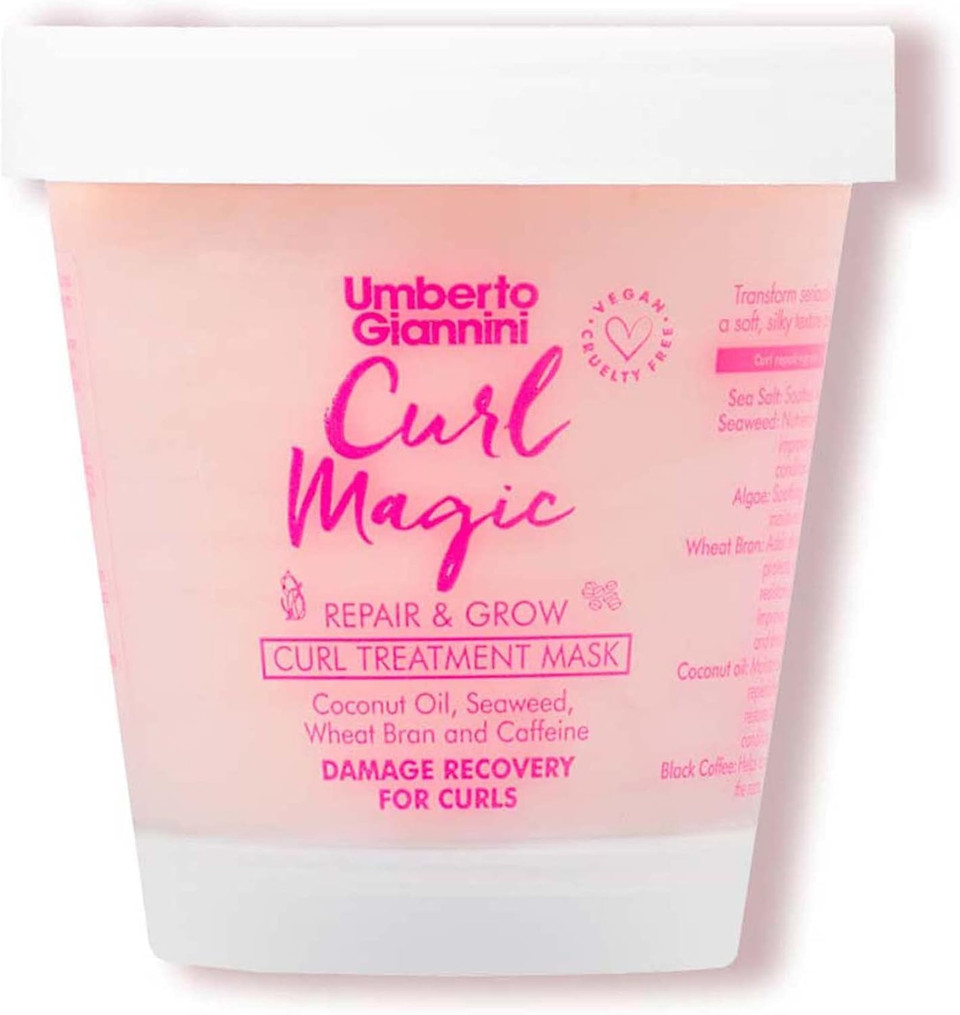 Umberto Giannini Curl Magic Hair Mask, Vegan & Cruelty Free Repair & Growth Curl Treatment Mask with Seaweed, Wheat Bran & Caffeine, 230 ml