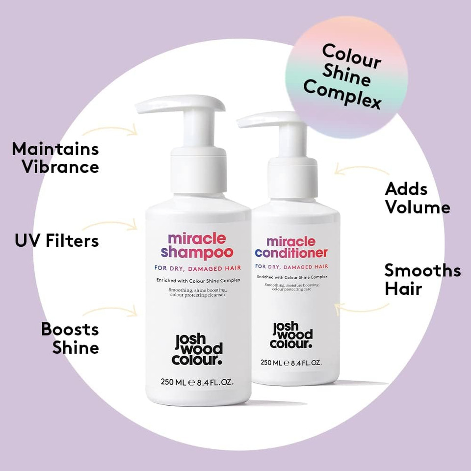 Josh Wood Miracle Conditioner (For Fine, Fragile Hair) - Colour Shine Complex with unique active ingredients, hydrate and protects natural and colour-treated hair - Sulfate Free 250ml