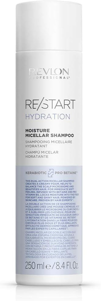 Revlon Professional Hydration Moisture Micellar Shampoo, Normal & Dry Hair Treatment to Moisturise, Control Frizz & Detangle (250ml) Unisex