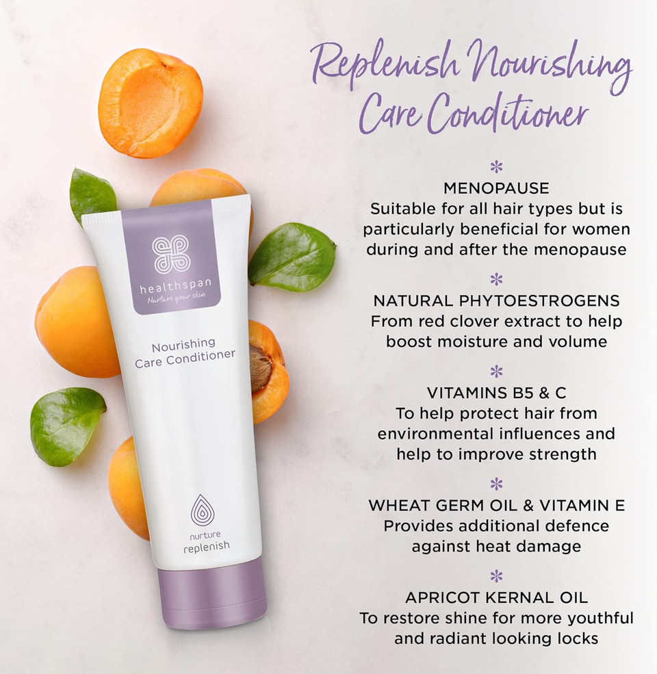 Healthspan Replenish Nourishing Care Conditioner (200ml) | Adds volume to dry and thinning hair | Boosts moisture and shine | Suitable for all hair types