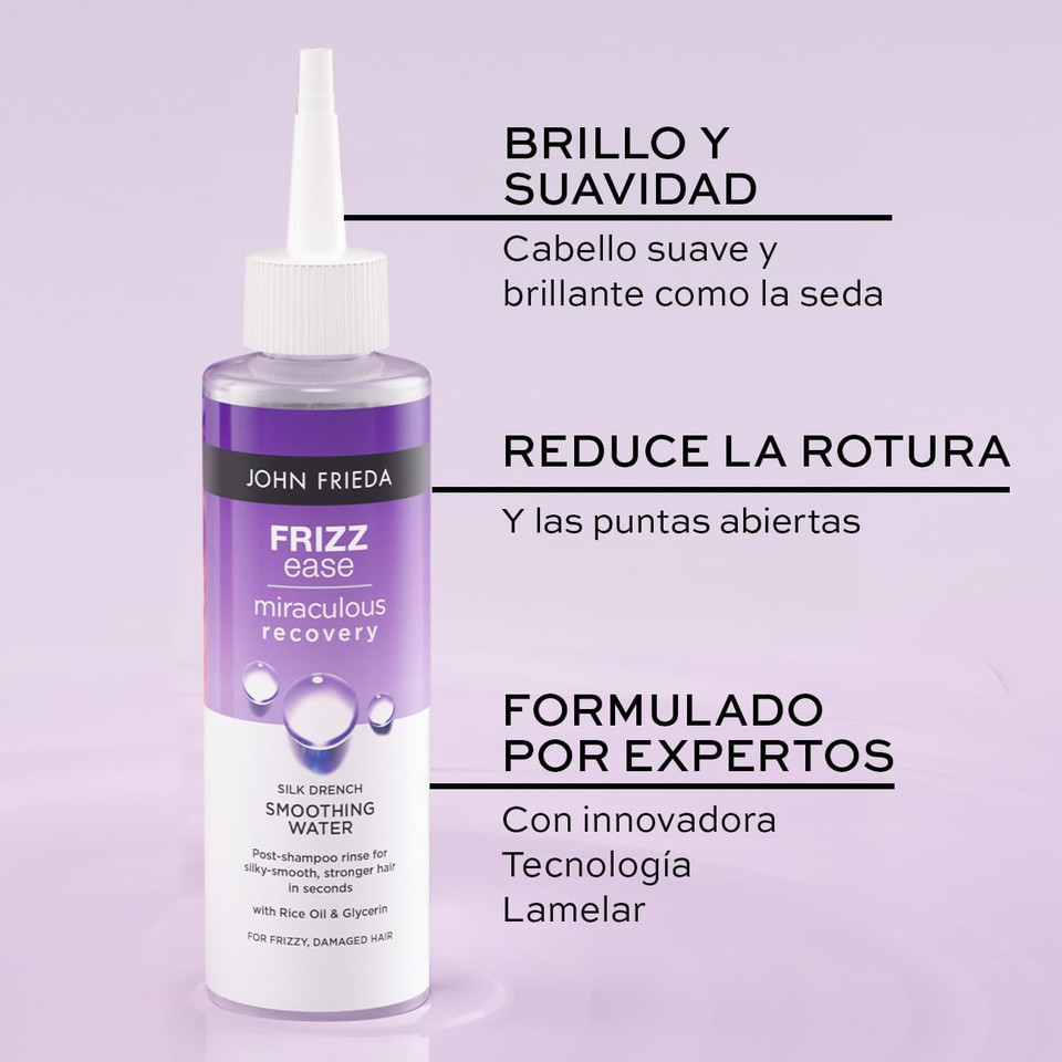 John Frieda Miraculous Recovery Silk Drench Smoothing Water, Lamellar Water for Frizzy Hair, 200ml